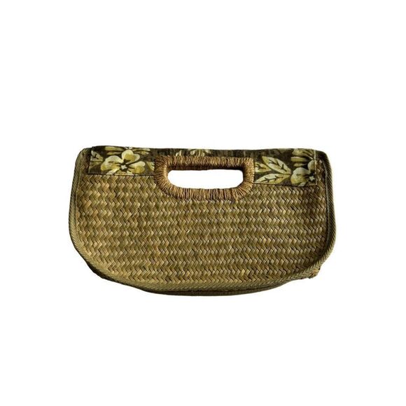 Vintage Americana Floral Woven Straw Clutch With Matching Coin Purse - Picture 2 of 8